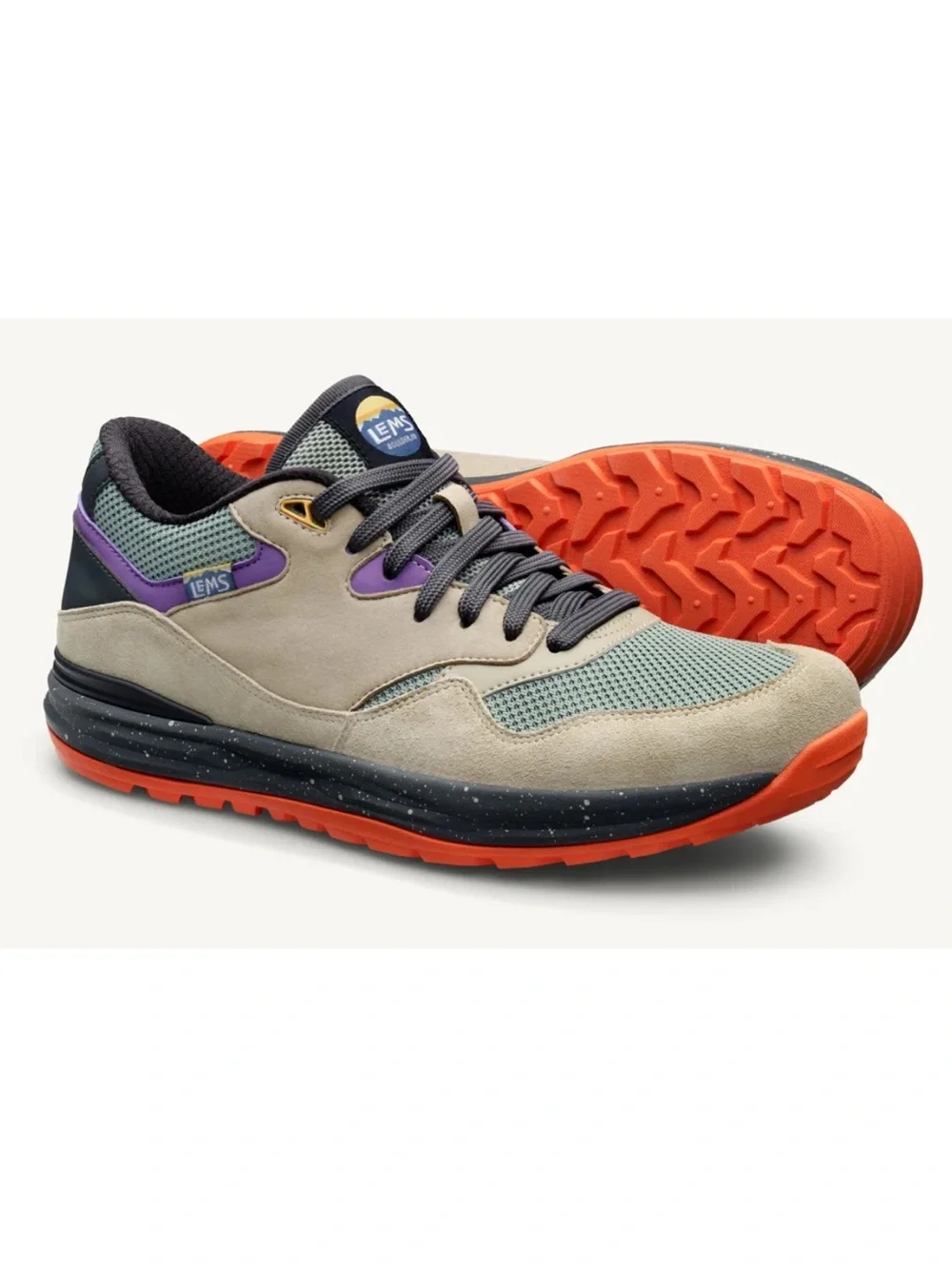 LEMS Women’s Trail Runner in Beige, Green & Orange